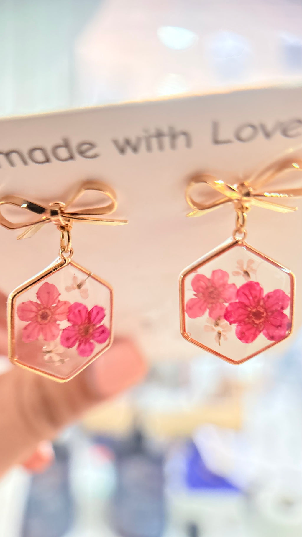 Pink floral hexagon