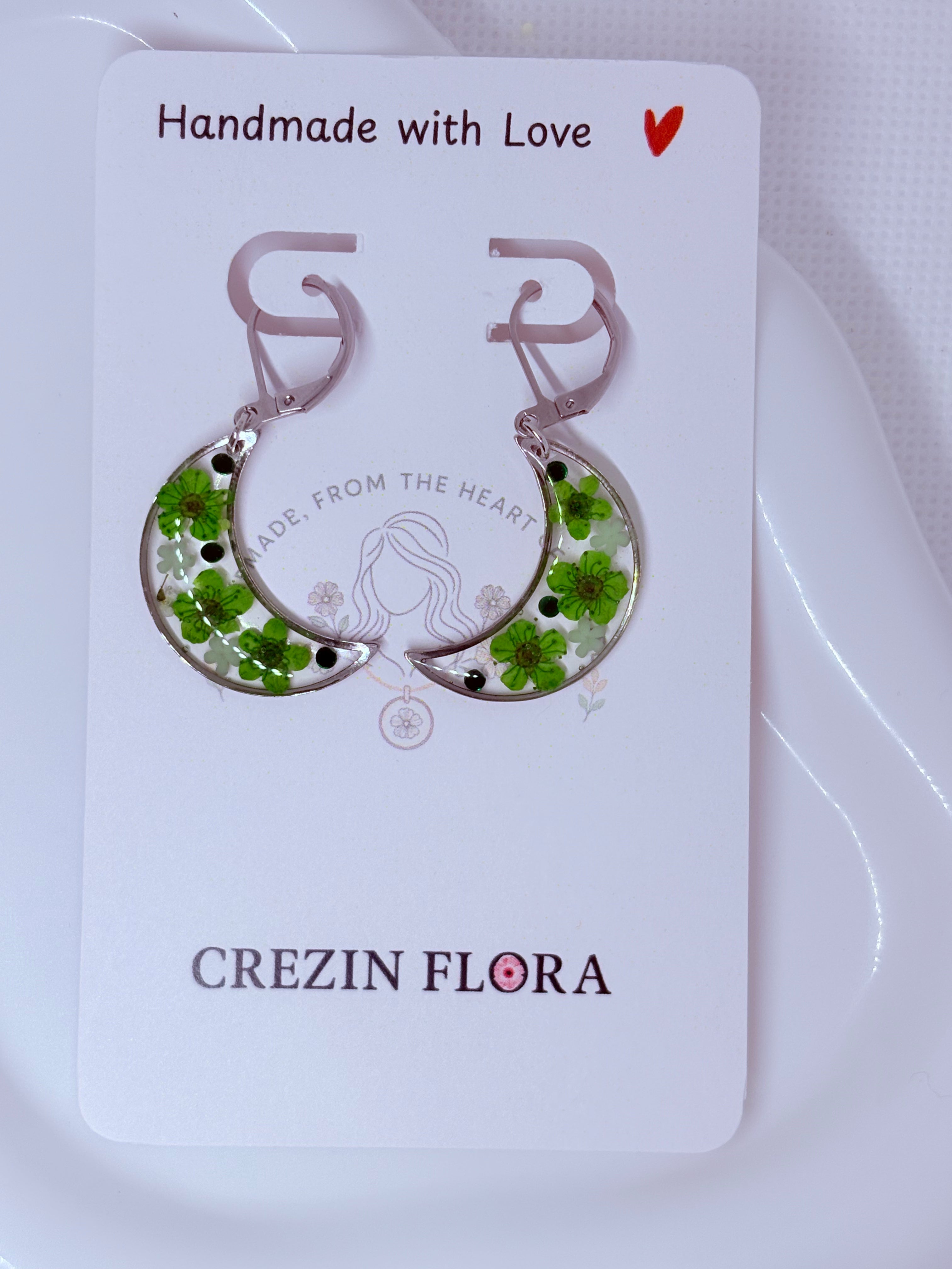 Green Moon Earrings