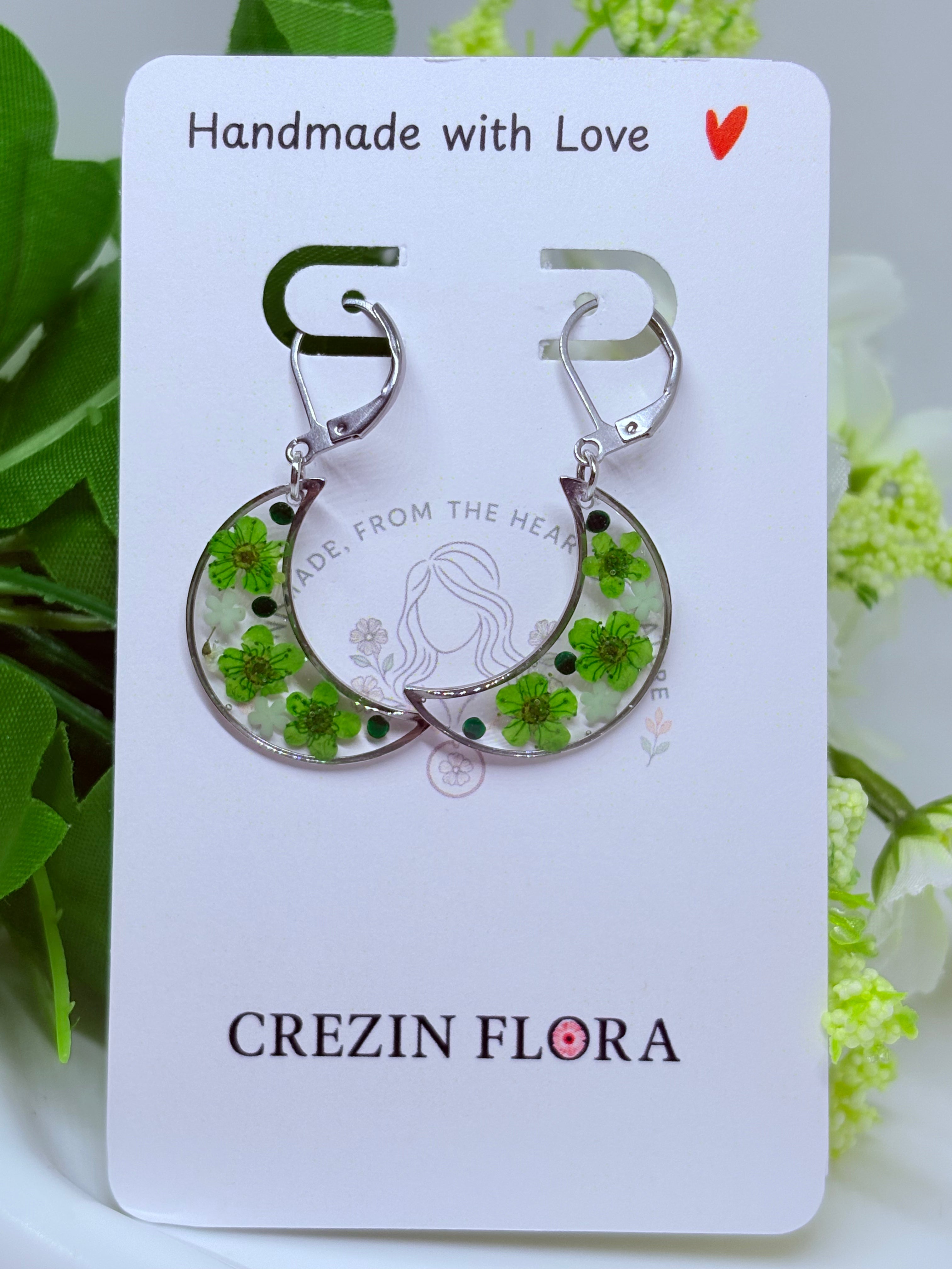 Green Moon Earrings