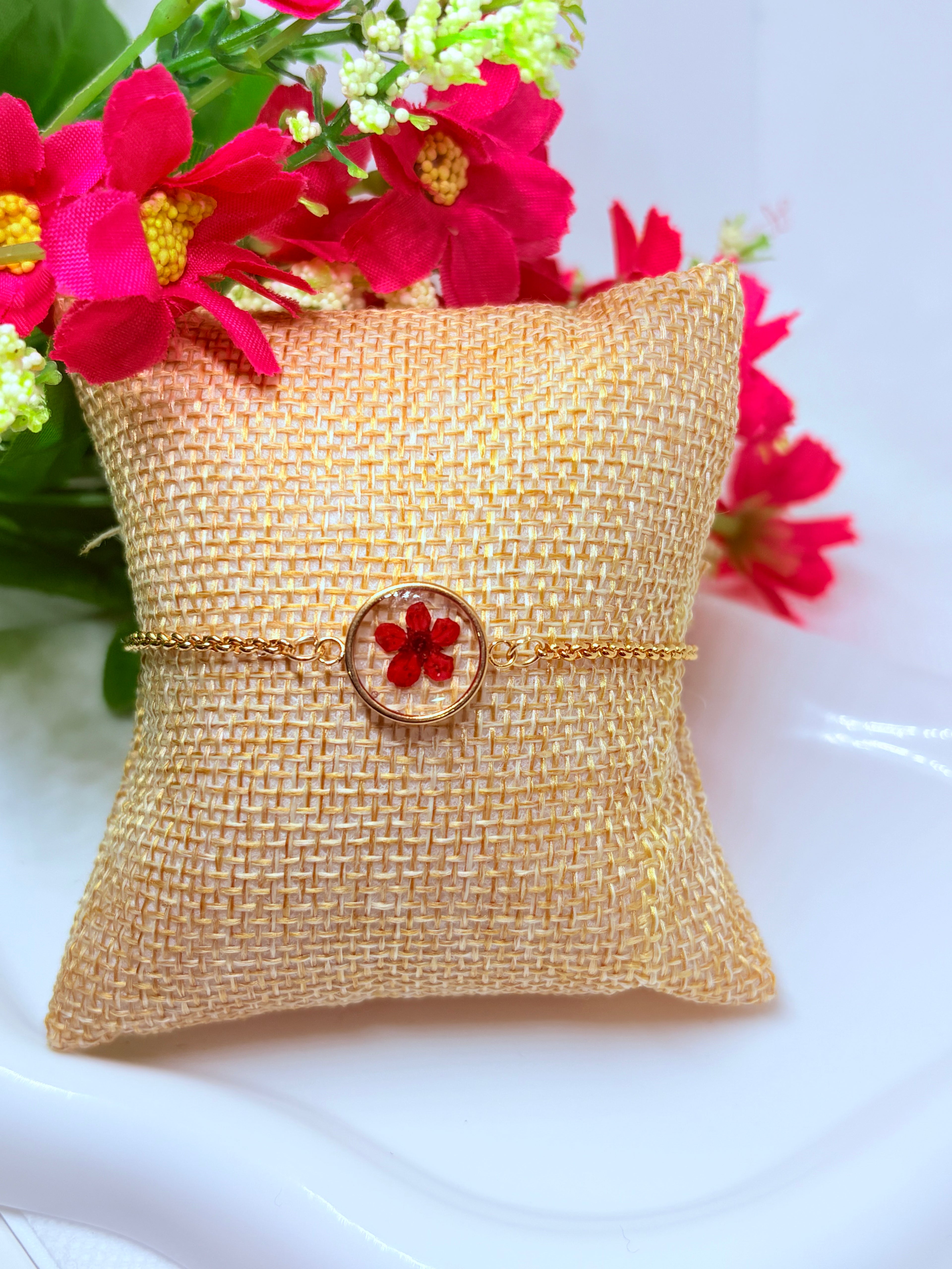 Red Plum Flower Bracelet