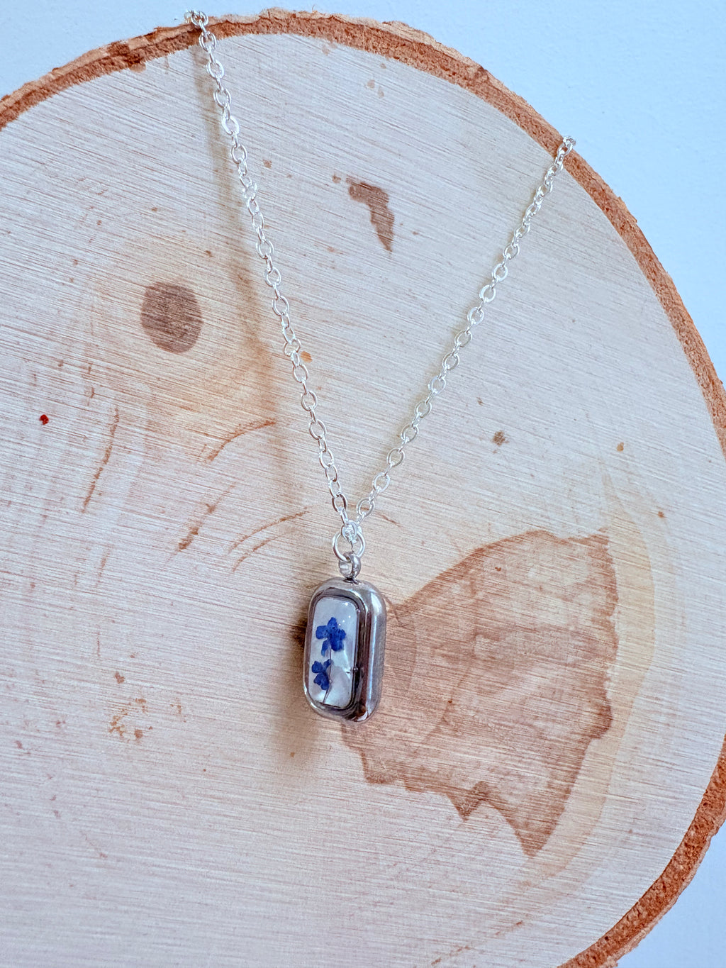 Blue queen anne's lace Necklaces