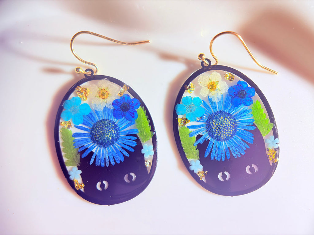 Custom floral cat earrings